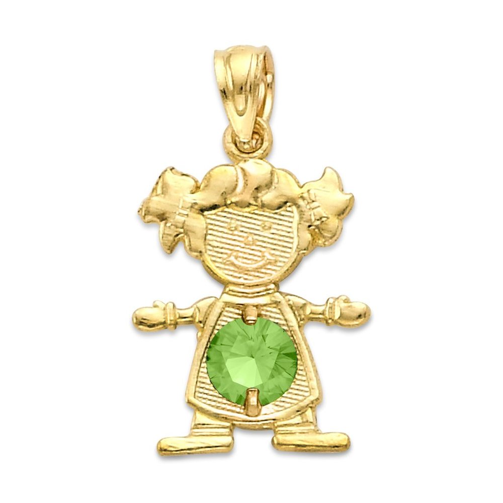 10k Solid Gold Newborn Baby Girl Pendant with Birthstone of Choice for Necklace - Picture 7 of 16